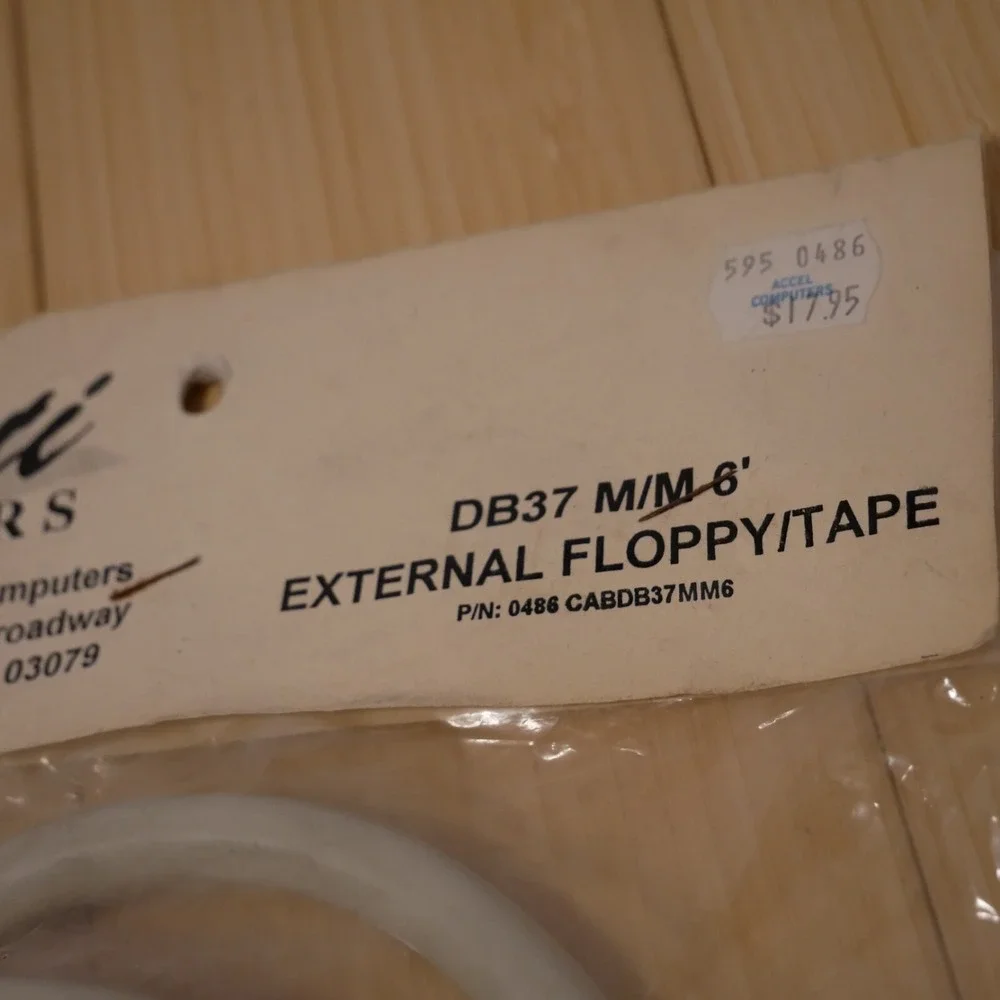 Vintage 26 AWG 3 Foot DB37 Serial Floppy or Tape Cable D-Sub 37 Pin Male to Male